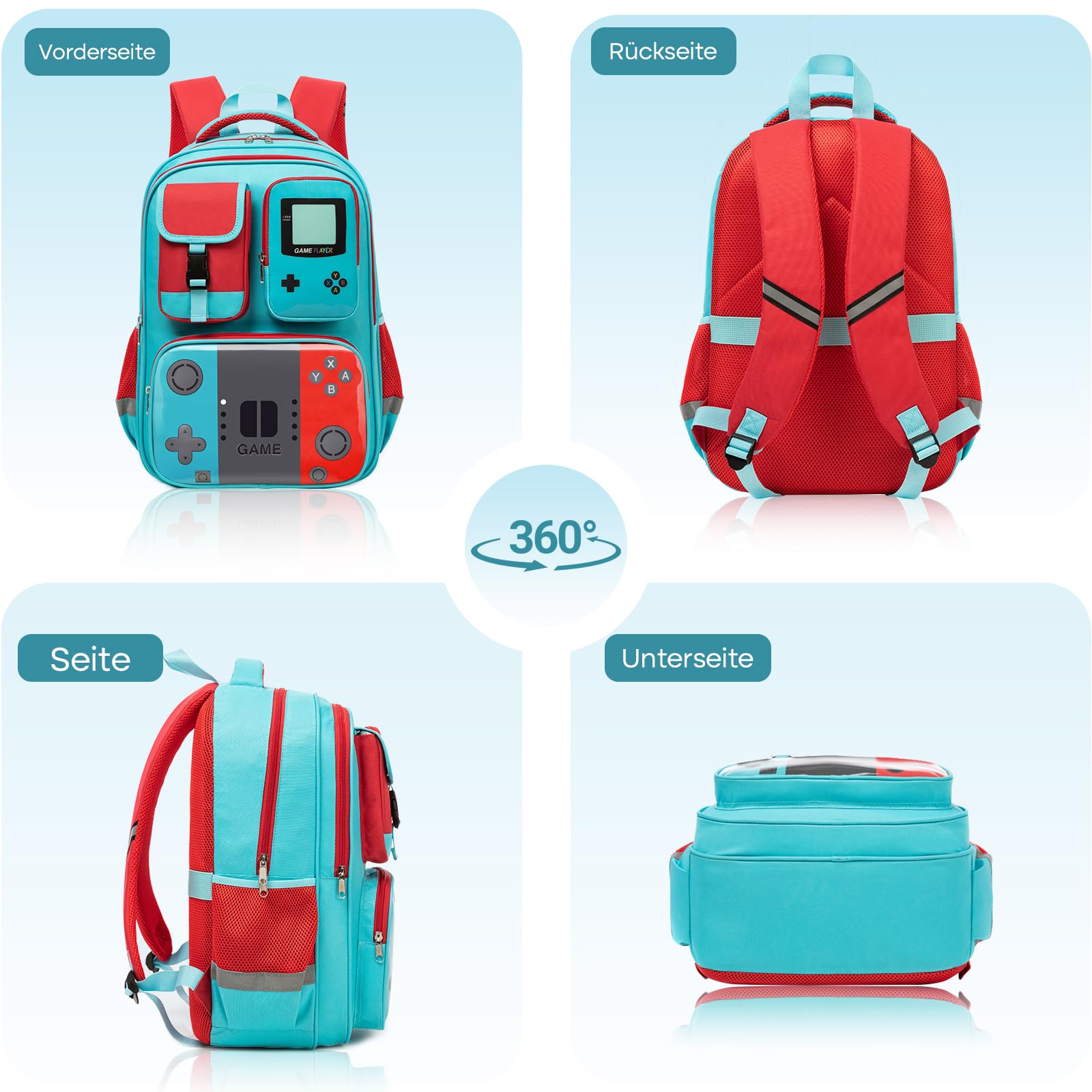 Beaulyn Mochila escolar Gamer para niños y niños, mochila de viaje para estudiantes de primaria y secundaria para 6-18 años