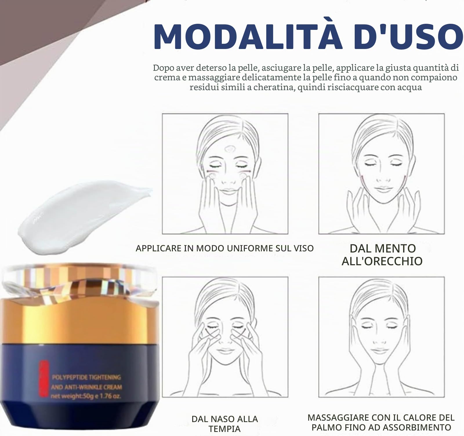 Qingling Crema Viso, Qingling Crema Para Arrugas, Cremas Antirughe con Polipeptidi, Rassodante Anti Rughe, Riduce le Rughe, Idrata la Pelle (2 Pcs)