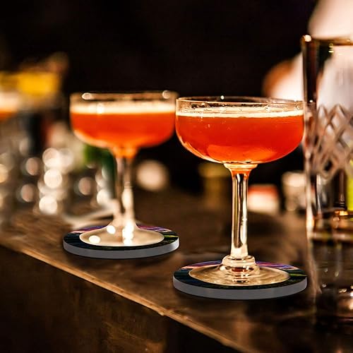 Miniatura 6 de Coasters for Drinks Set of 4 with Cork Base- Natural Landscape Scenery Beautiful Dreamy Sundown Sunset LakeCeramic Cup Coaster for Wooden Table,