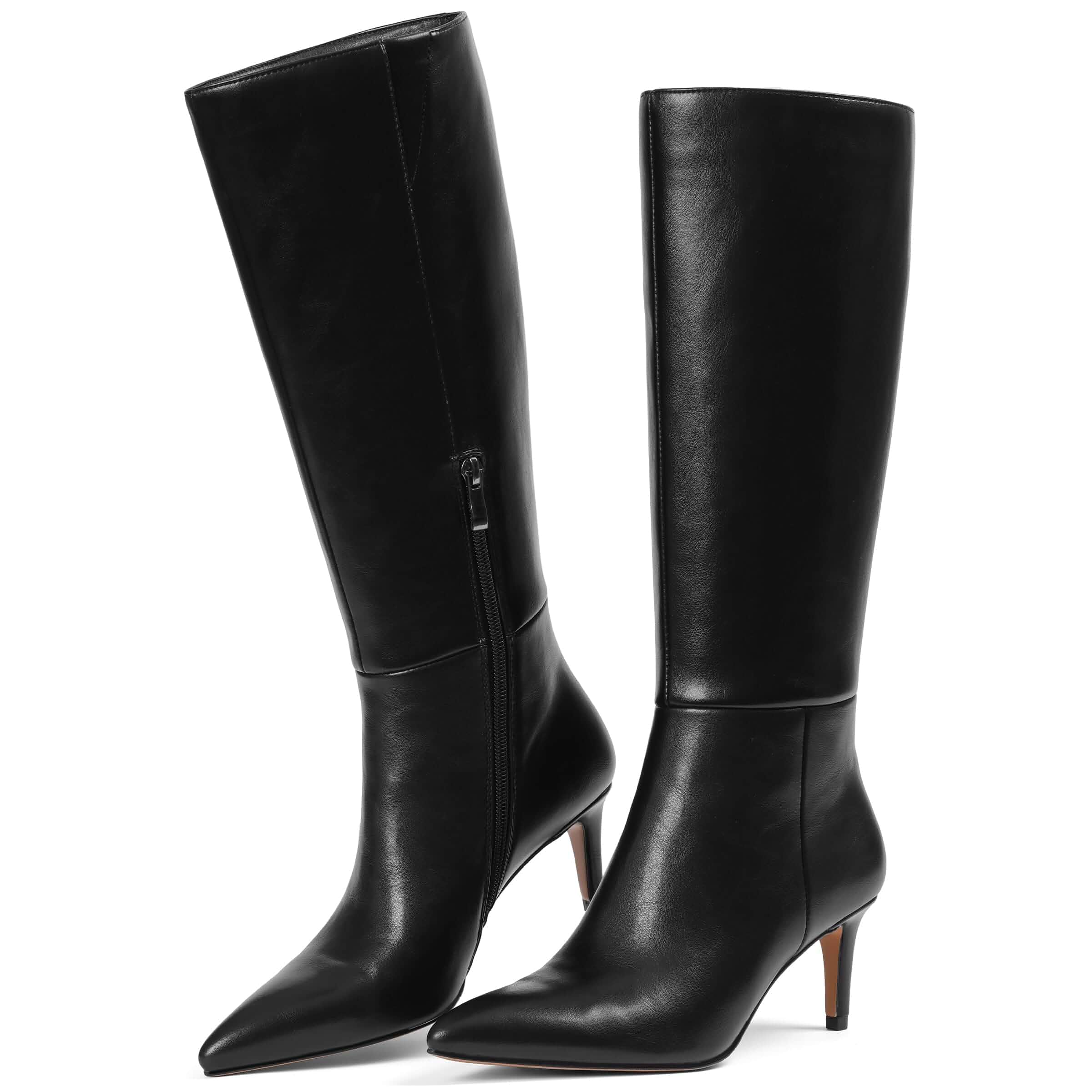 Knee High Boots for Women Pointed Toe Stiletto Heel Fall Boots Side Zipper Closure, 2.4 Inch Kitten Heel,Pull On,Polyurethane/Suede-5 Color, Fall and Winter Party Formal Occasions
