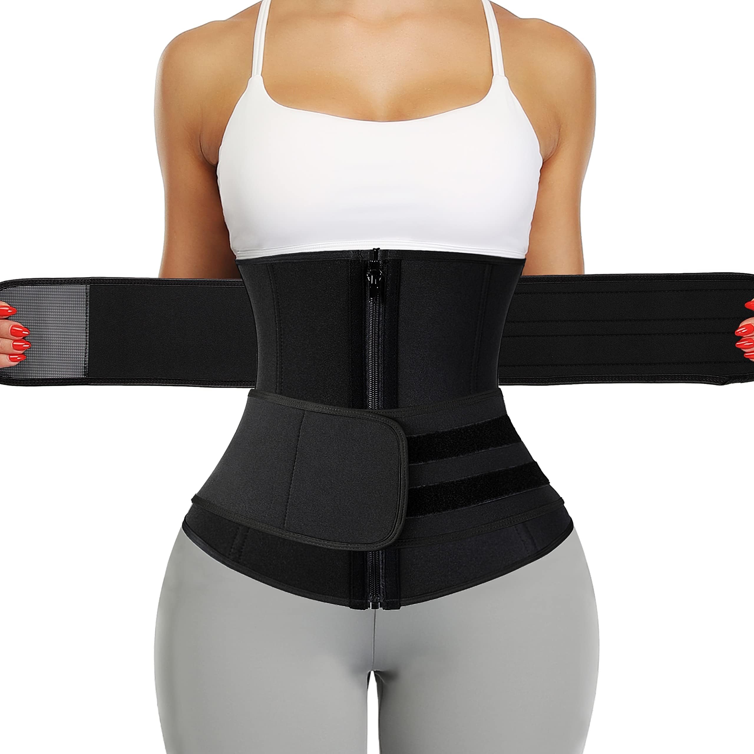 KIWI RATA Neoprene Sauna Waist Trainer Corset Sweat Belt for Women Compression Cincher Band Workout Fitness Back Support