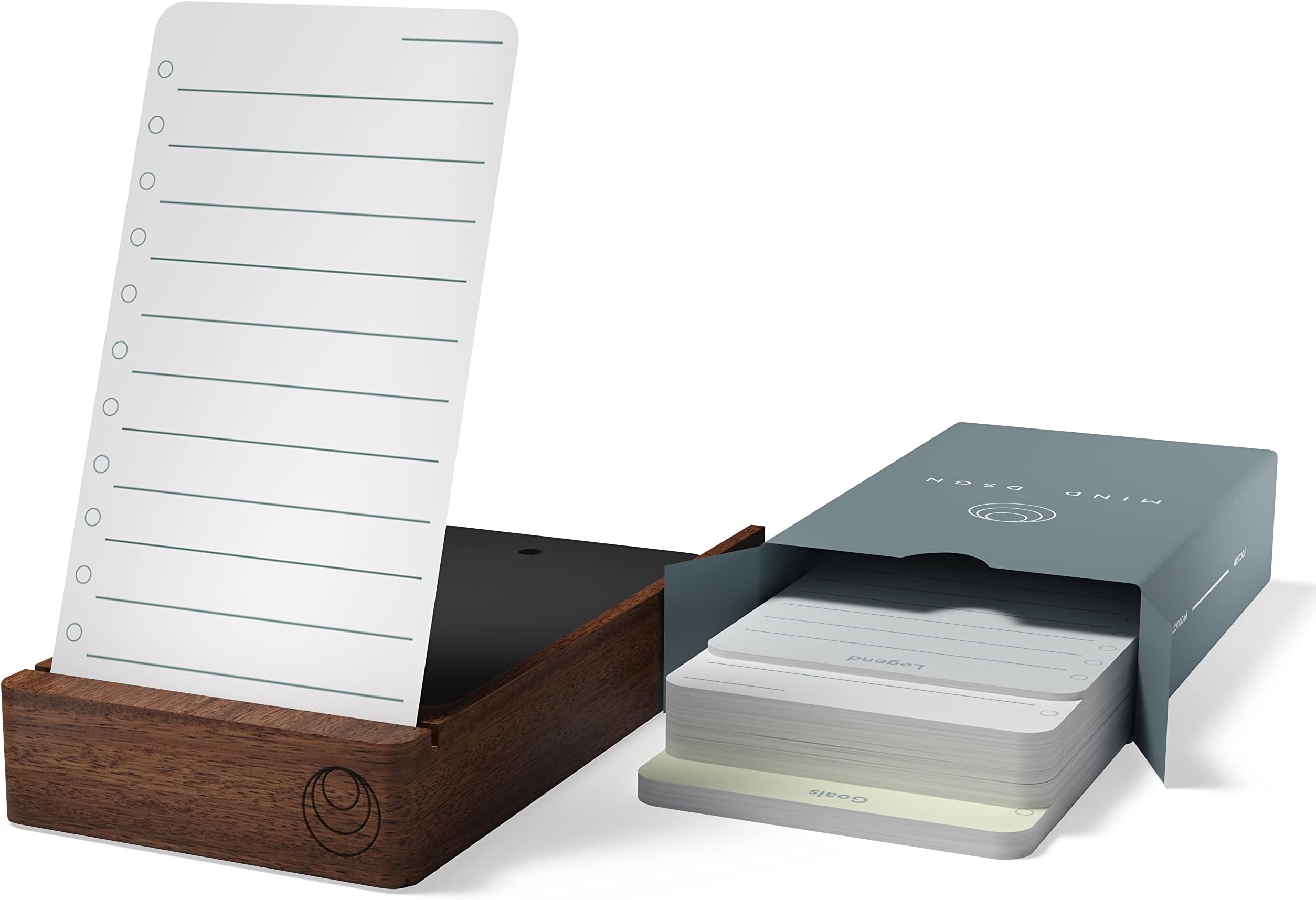 Productivity Planner: To-Do List Cards with Cardcase Holder - Enjoy Calm Focus - Daily Checklist Cards + Elegant Walnut Box - Simple and Effective Analog System