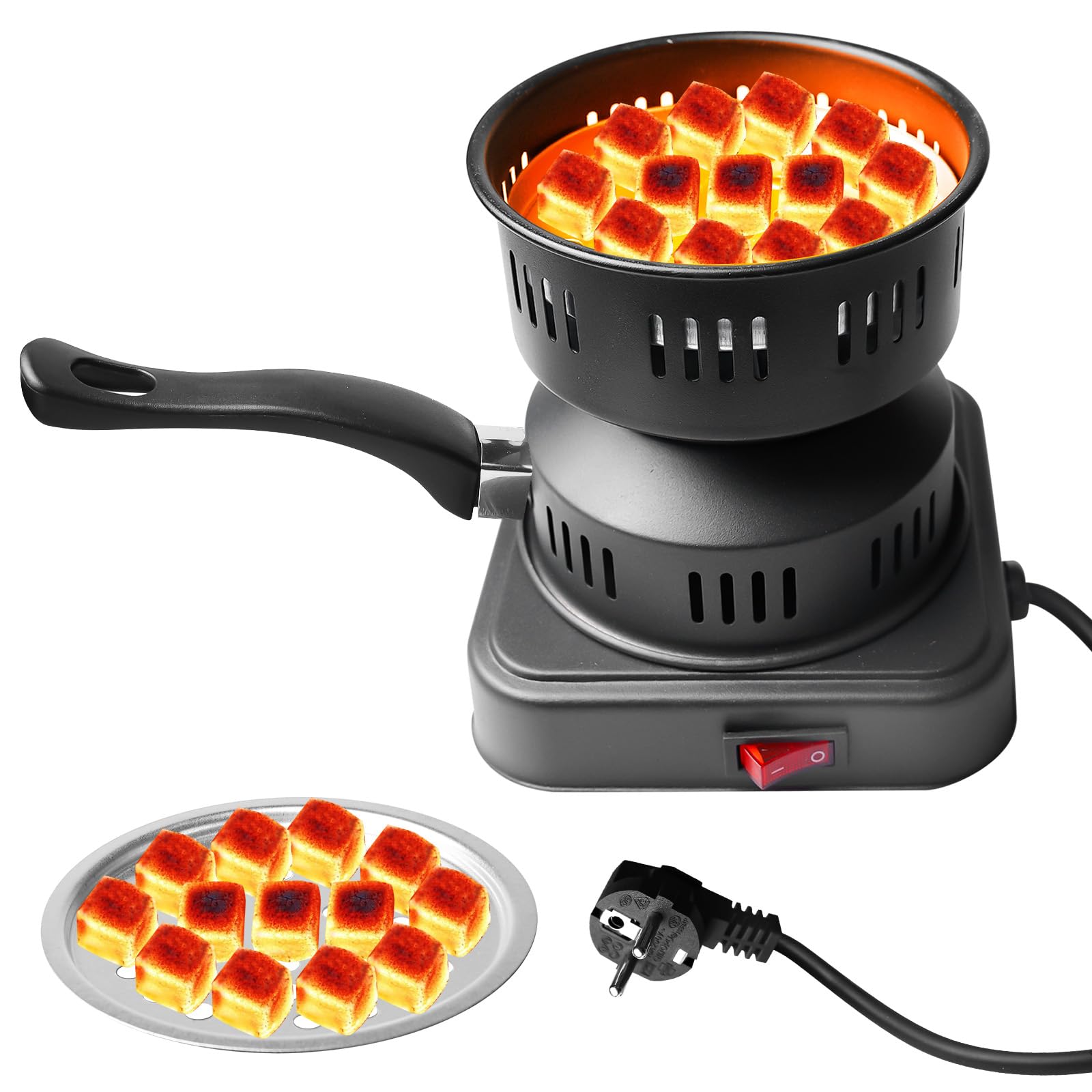 Elektrischer Kohleanzünder 450-600W: Elektro Grillanzünder Zubehör mit Griff Kohlegitter, Elektrischer Kohle Anzünder, Kohleanzünder Outdoor Kohlen Ofen für Grill & Camping (220V)