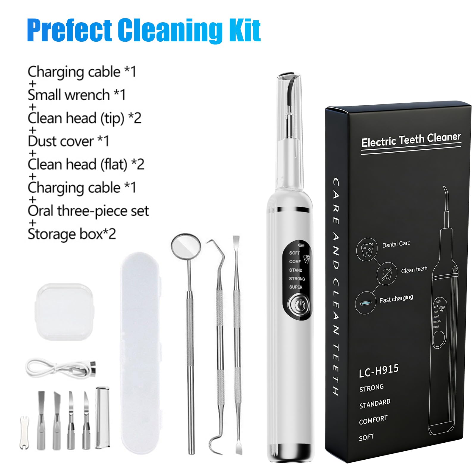 Kit de Limpiador Dental Ultrasónico para Perros y Gatos, Cepillo de Dientes Eléctrico Ultrasónico, 5 Modos de Limpieza y 4 Cabezales de Limpieza para Cuidado Dental para Mascotas