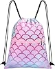 Drawstring Bags for Kids, Waterproof Gym PE Bag with Zippered Pocket, String Backpack for Beach Swimming Pool School