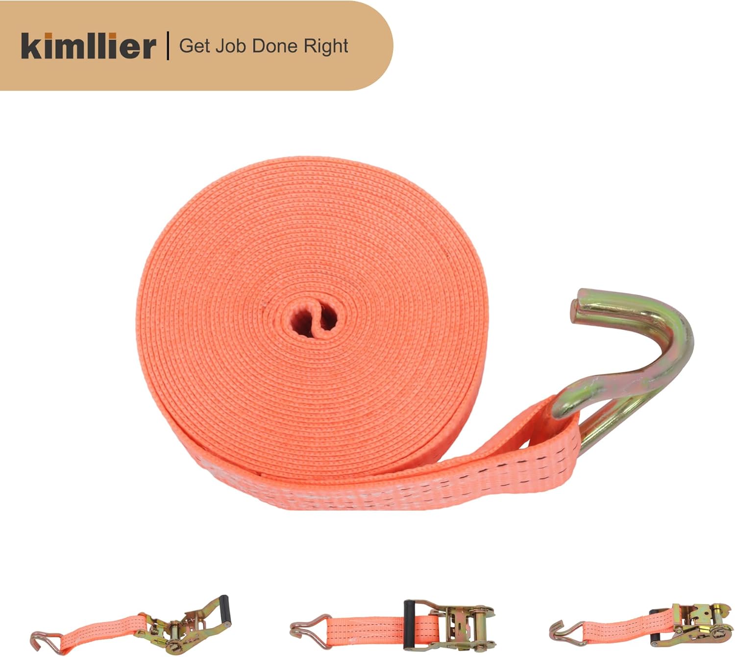 20 Pack Tie-Down Straps 1.5 Inch x 20 Feet Ratchet Straps J Hook Heavy Duty Ratchet Cargo Strap 4000Lbs Polyester Webbing Fit for Transportation Immobilization - Image 4