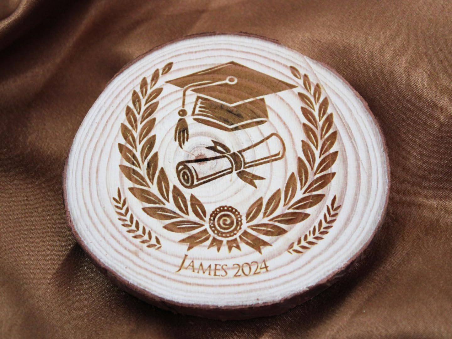 Tailored Touch Bespoke Gifts Multicolor Personalised Round Handmade Graduation Gift Engraved Wood Slice Coaster