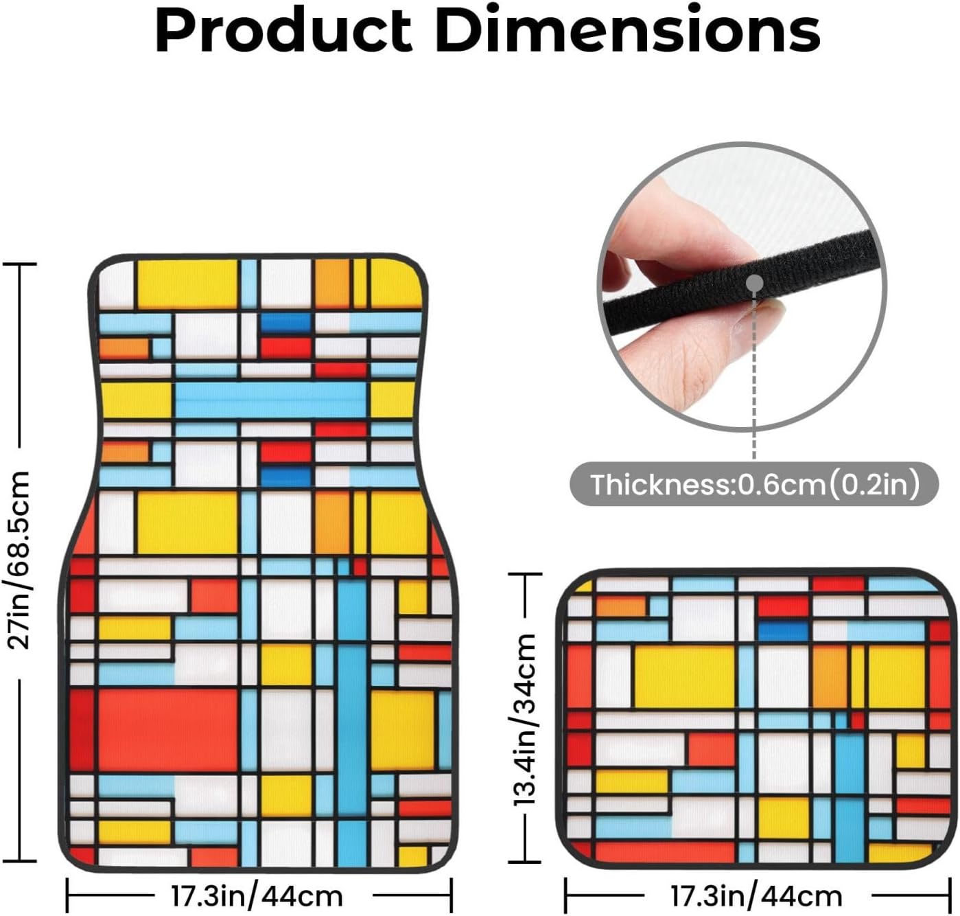 Mismatched boxes Patterned car mats 4-piece set | For cars/SUVs/trucks | Firm fit without displacement