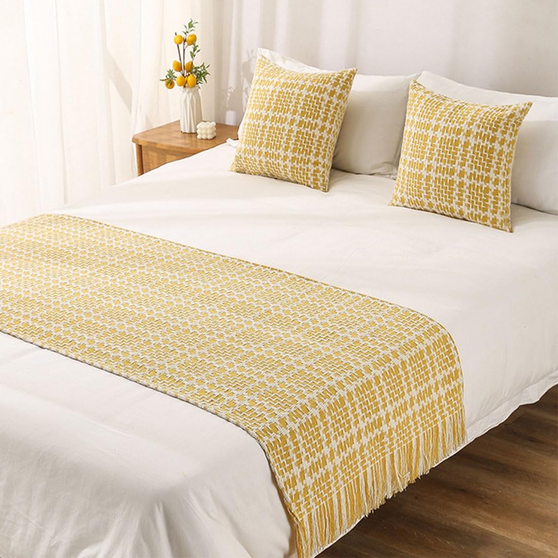 HIQACTLIF Bed Runners & Scarves, Northern Europe Knitted Soft no Fading Bed Runner Double King Size King Size,Bed Scarf Protection for Home Hotel Bedroom Wedding Room