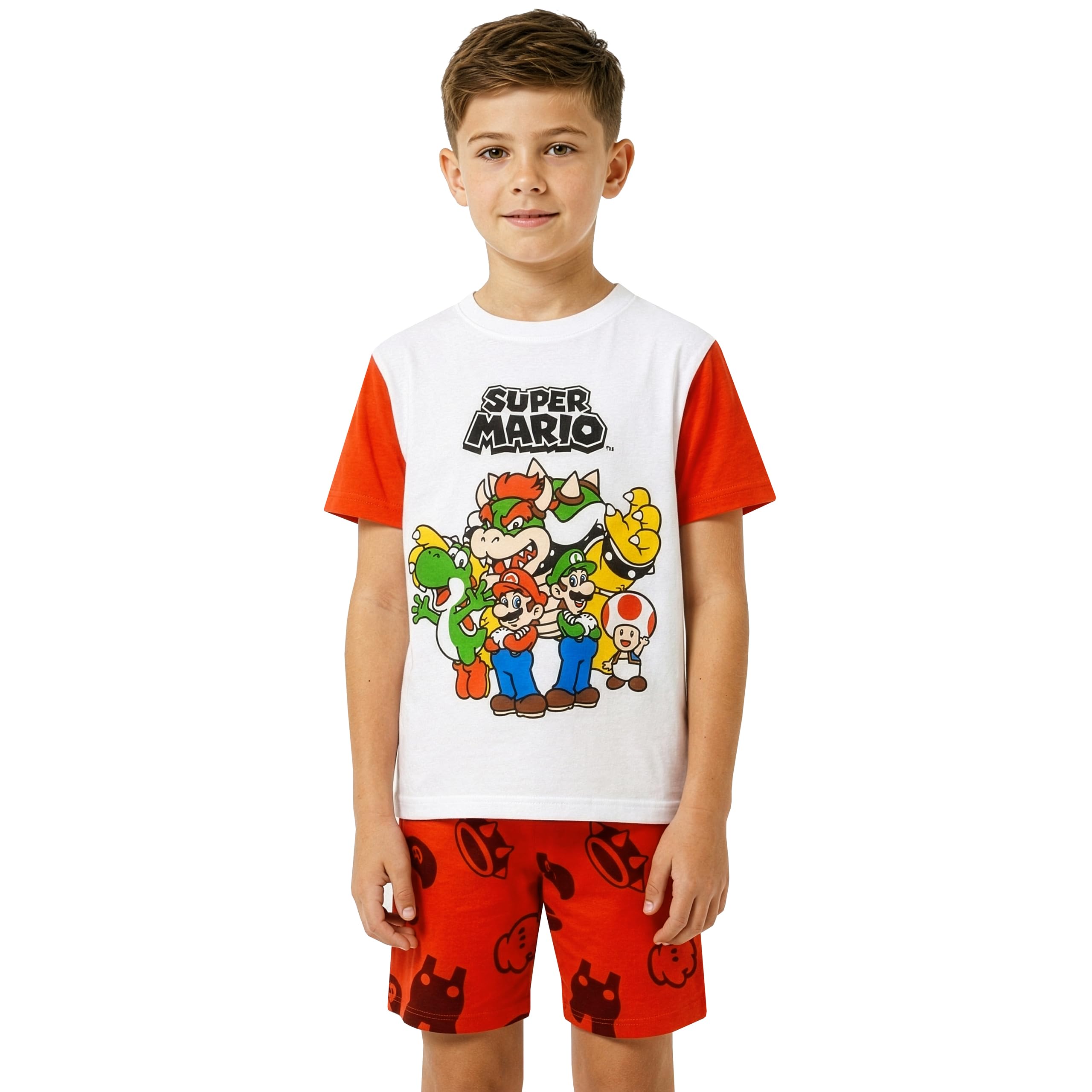 Pijama Niño Super Mario Bros Conjunto Verano Manga Corta con Pantalón Corto