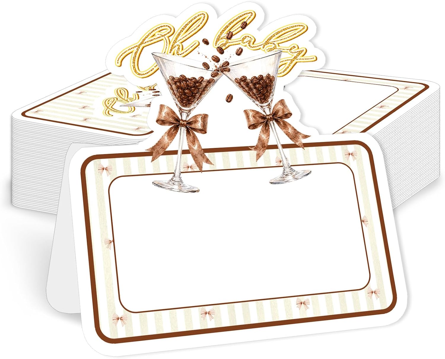 Highland Cow Baby Shower Name Place Cards, 50 Pcs Food Labels for Buffet