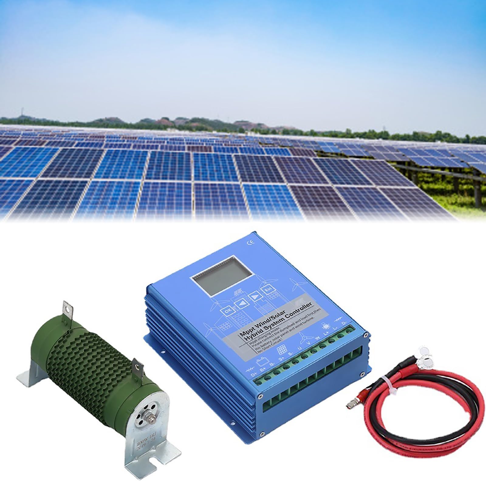 Wind Solar Hybrid System MPPT Charge Controller with Dump Load Wind Turbine Generator Solar Panel 12 24 48V Auto Universal for Off Grid Wind Solar Hybrid Systems Hybrid Charge Controller 24V-18000W