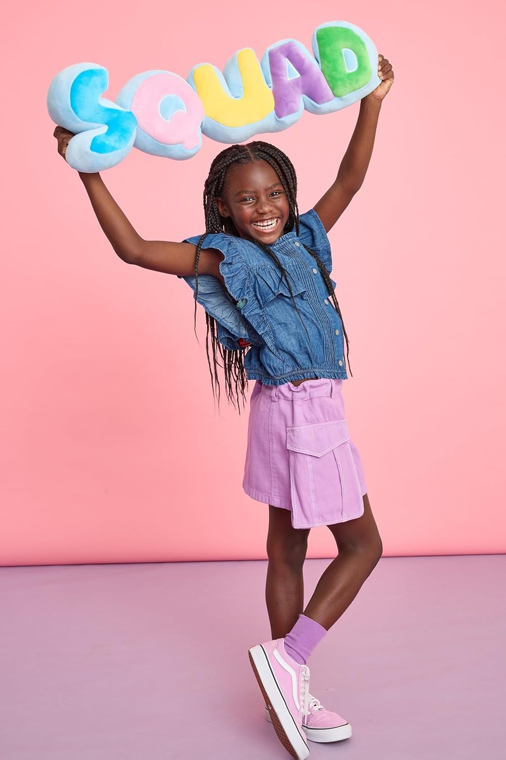 iscream Plush Squad Rainbow Letters Shaped 19" x 6" Soft Fleece Accent Pillow