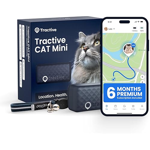 Tractive Smart Cat GPS Tracker with Free 6 Month Subscription | Real-Time Location & Wellness Monitoring for Cats 6.5 lbs+ | Territory & Location History | Up to 5-Day Battery (Dark Blue)