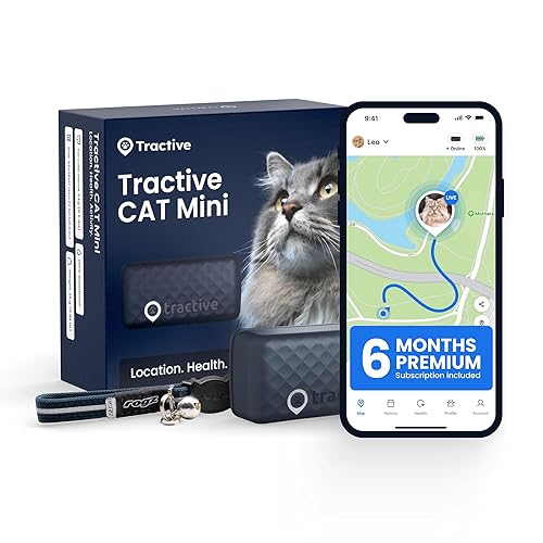 Tractive Smart Cat GPS Tracker with Free 6 Month Subscription | Real-Time Location & Wellness Monitoring for Cats 6.5 lbs+ | Territory & Location History | Up to 5-Day Battery (Dark Blue)