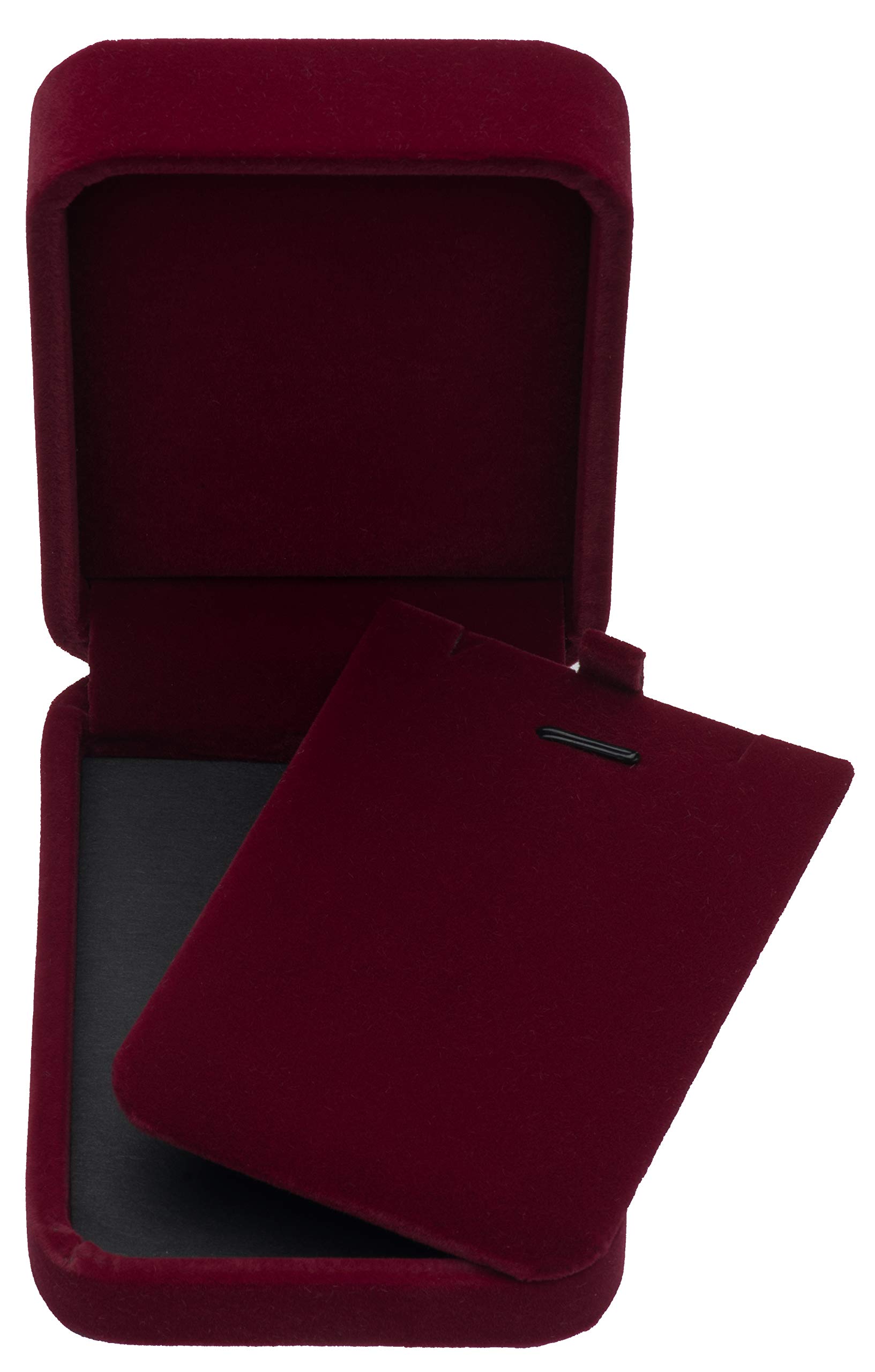 Classic Velvet Jewelry Gift Box Case for Necklace Pendant (Wine Red)