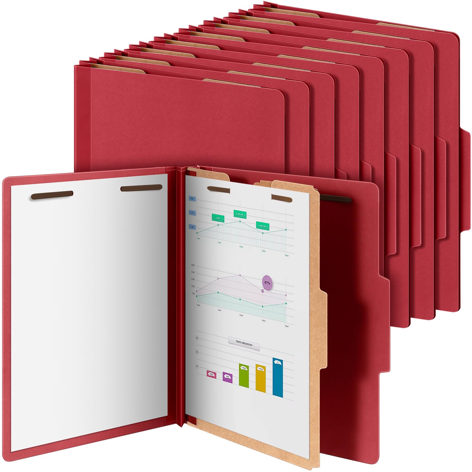Photo 1 of Skyygemm 24 Pcs Classification Folder Letter Size, 1 Divider,Red