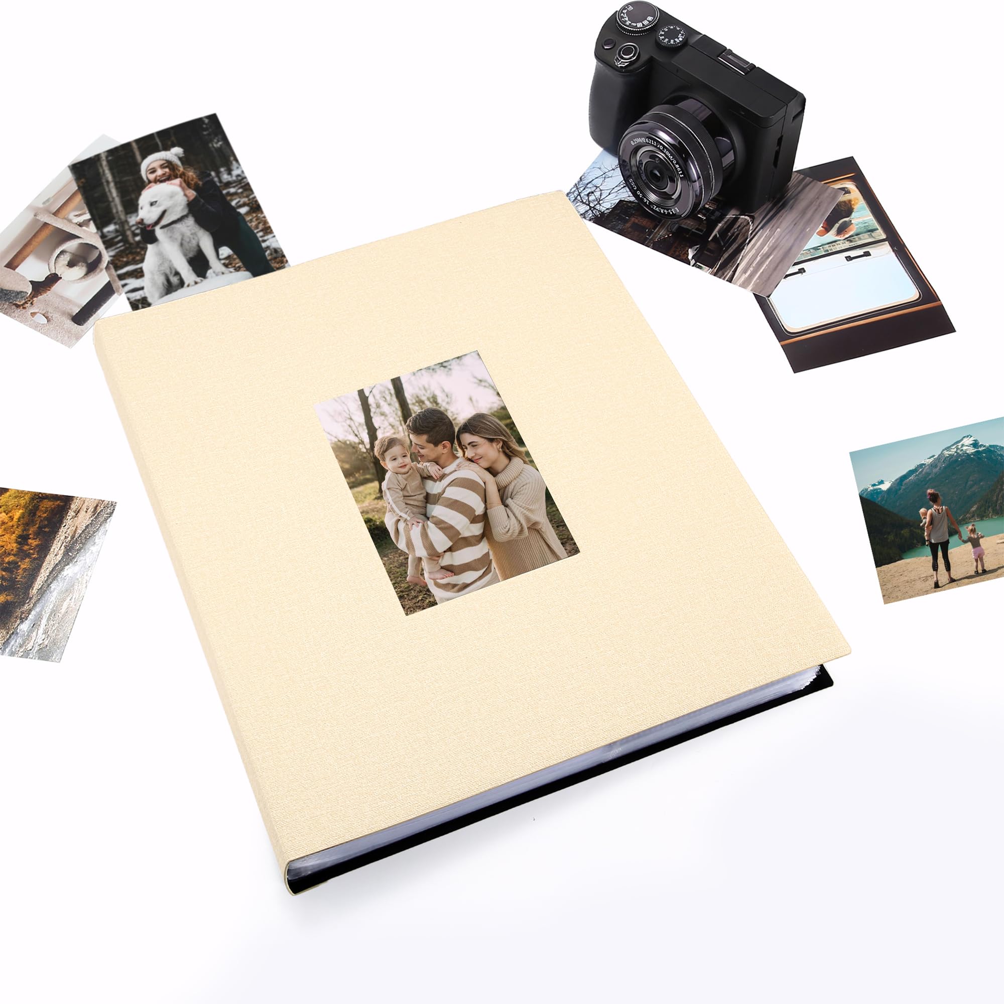 DOLLFIO Album na zdjęcia 4 x 6, 500 kieszeni, 2 szt., duża pojemność, książka z obrazkami z przednią szybą, skórzana okładka, album fotograficzny dla rodziny, dziecka, dzieci, na ślub, podróż