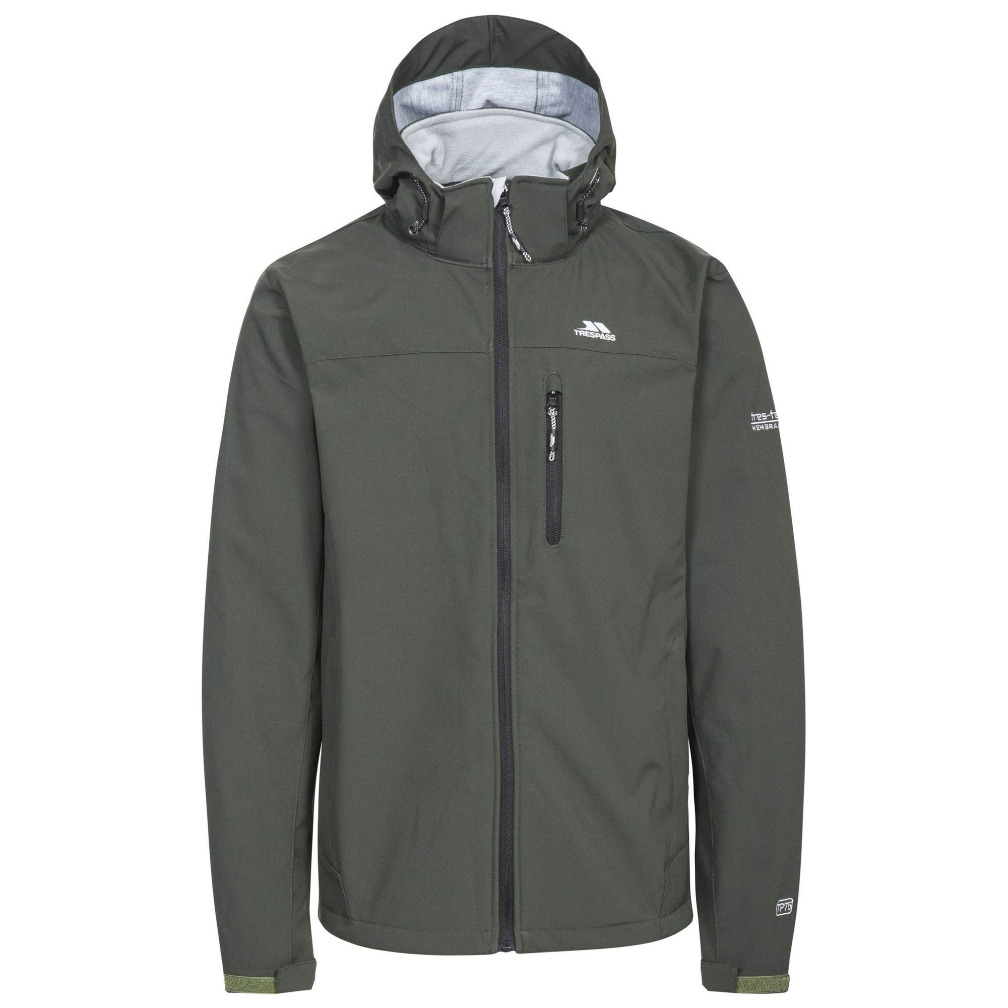 Trespass Men Stanford Waterproof Softshell Jacket with Hood - Olive, XX-Small