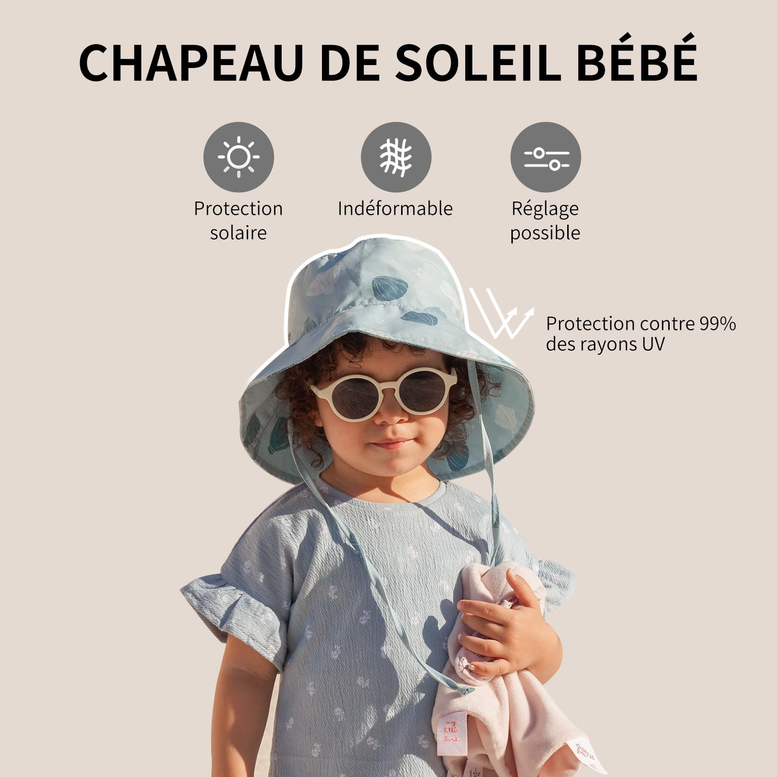 coolable Cappello da Sole per Bambini Pieghevole e Regolabile, Cappello a Secchiello Estivo con Ampio Bordo, Protezione UV UPF 50+ per Neonati e Bambini