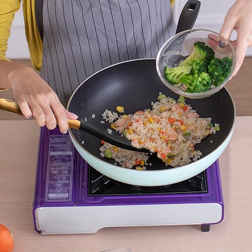 Miniatura 7 de Juego de espátulas de silicona y cuchara de cocina, utensilios de cocina antiadherentes y antiarañazos para cocinar, servir, freír