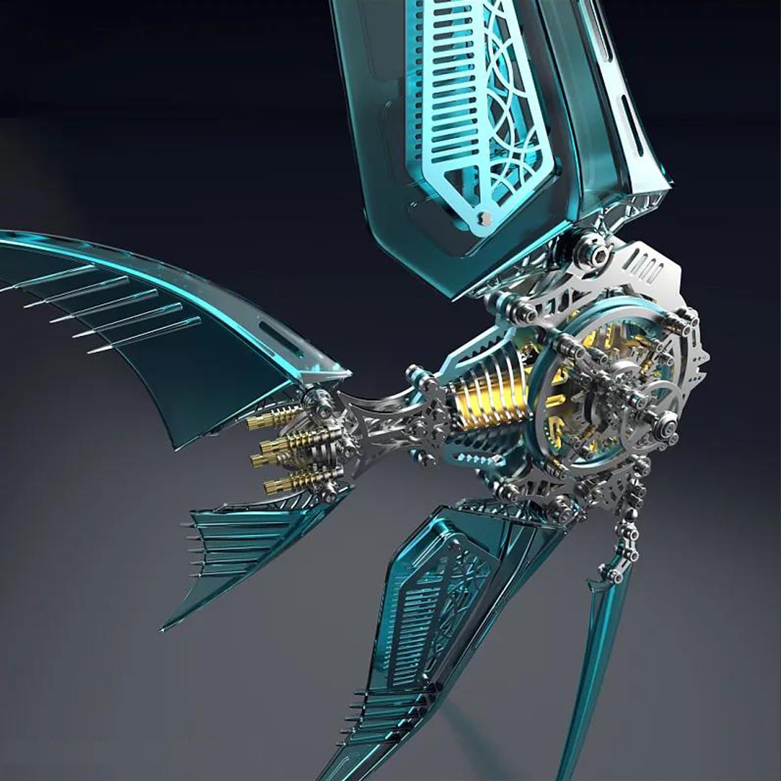 3D Fisch Metal Puzzle Erwachsene mit Licht, Bunte 3D Metall Modellbausatz mit Werkzeug, 3D Puzzle Metall Mechanisch,Desktop Ornament Spielzeug, Geschenke für Erwachsene