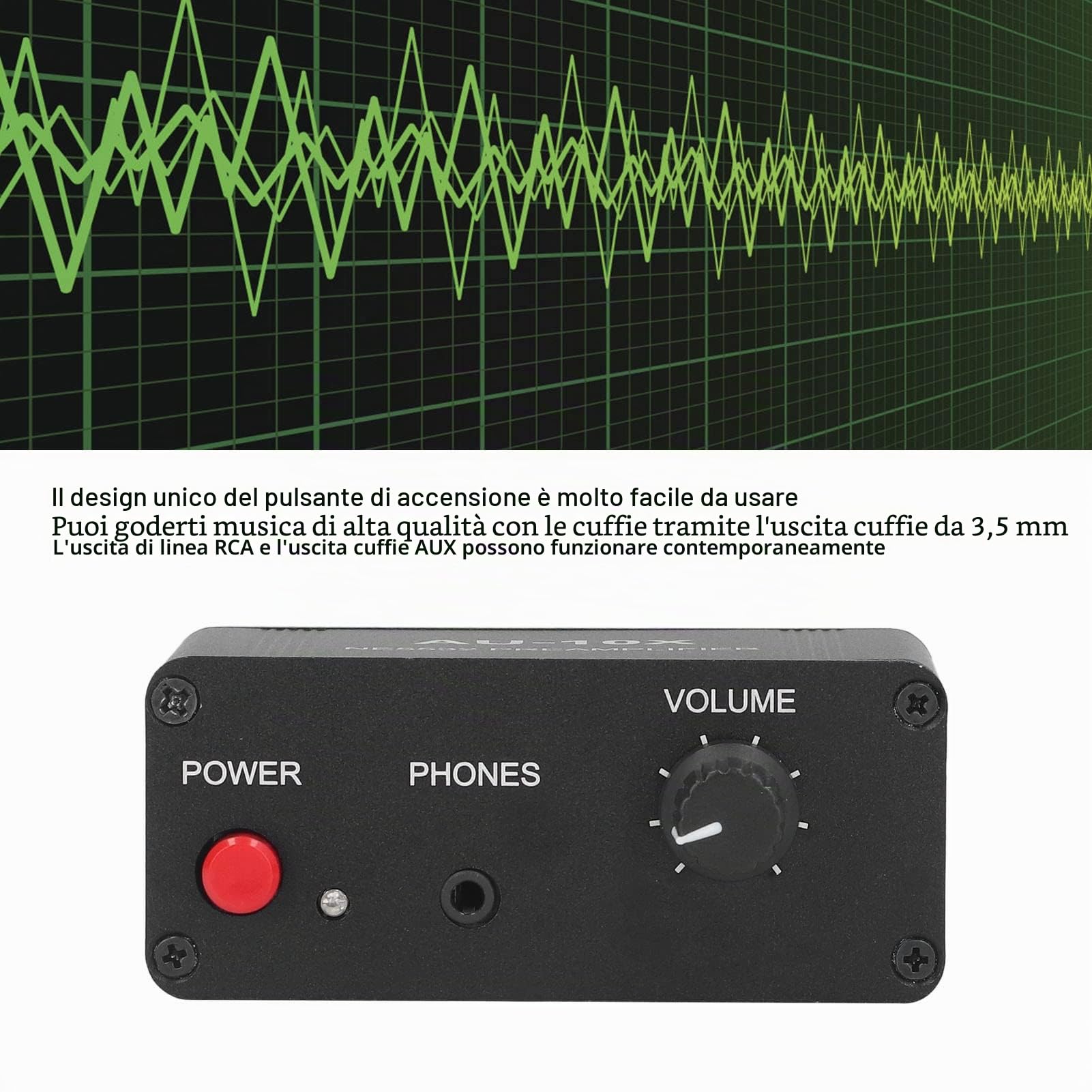 ciciglow Mini Preamplificatore Stereo, Amplificatore per Cuffie 20Db con Presa a Innesto, Preamplificatore Fono HiFi Interamente in Metallo per Registrazioni, Feste, Eventi dal Vivo