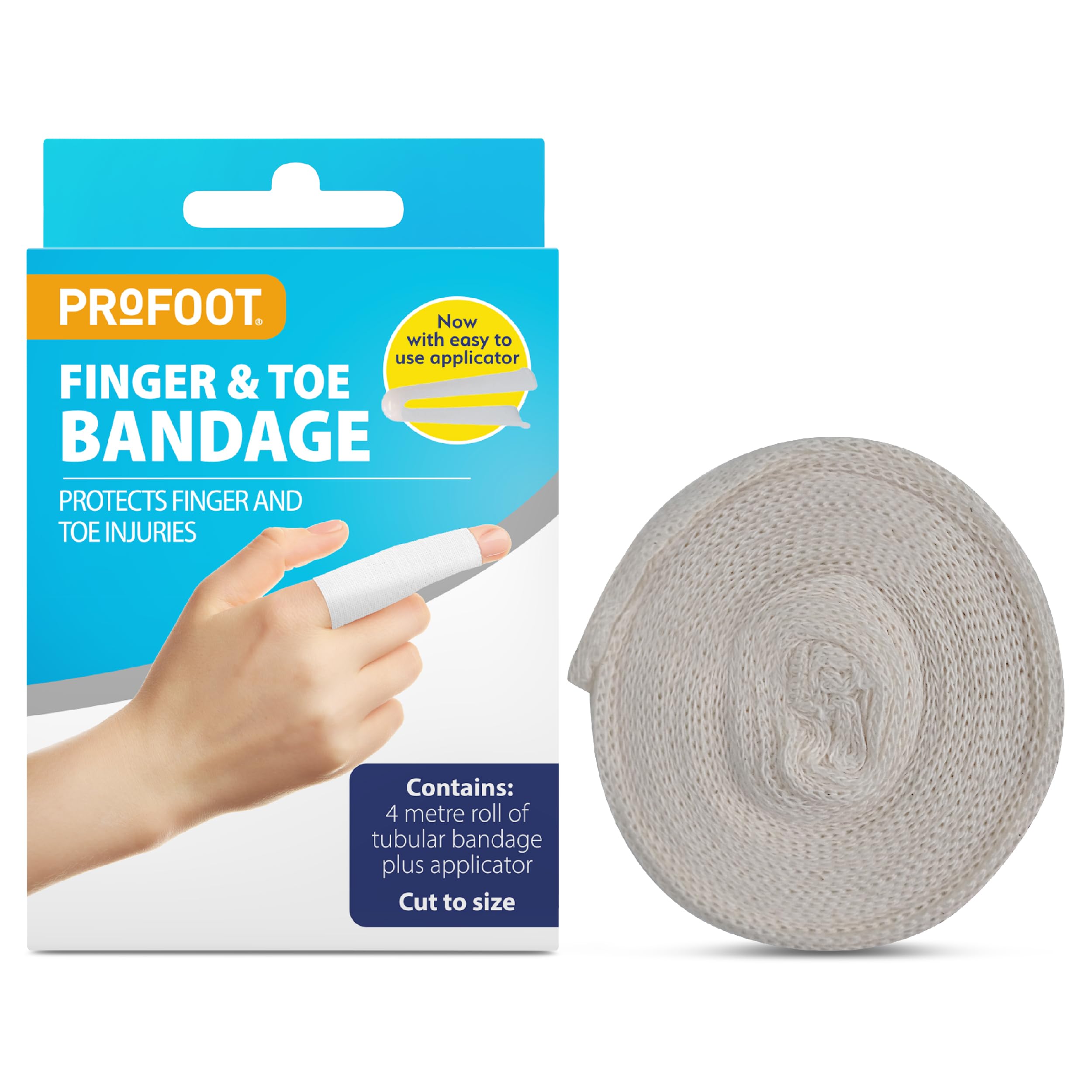 PROFOOT Finger & Toe Bandage - Protects Finger and Toe Injuries - 4 Metre Roll of Tubular Bandage - Easy to Use - Multi Use Bandage