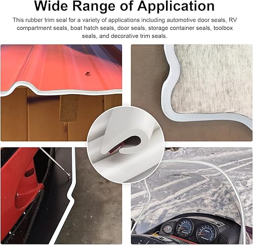 Miniatura 6 de Borde de goma en U de longitud del canal con diseño autoadhesivo para puertas de automóvil, esquinas de mesa, etc. (26 pies 0.27 pulgadas, blanco)