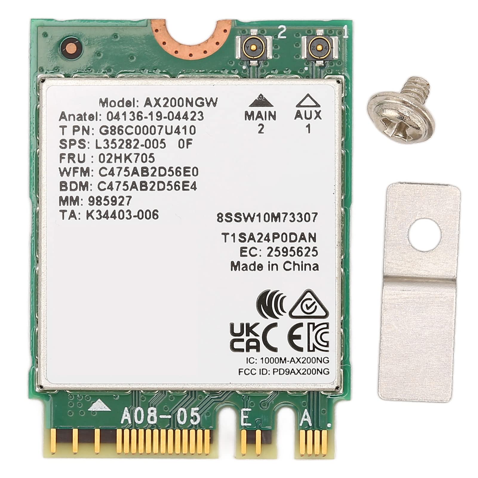 Scheda di Rete NGFF, 2.4G 5G Dual Band 574Mbps 2400Mbps Connessione BT5.1 Comoda Scheda di Rete Wireless Stabile, Trasmissione Stabile Durevole a Bassa Potenza per Windows 10 11 64Bit