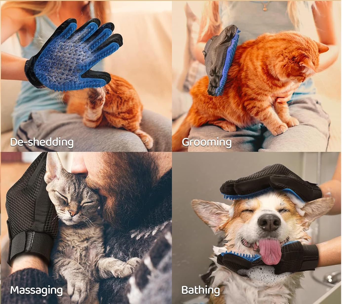 Dog Washing Gloves,1 Pair Efficient Pet Hair Remover,Pet Brush Glove Dog Brush Glove,Furniture Pet Hair Remover,Pet Massage Glove for Dogs,Cats,Rabbits,Horses with Long - Image 2