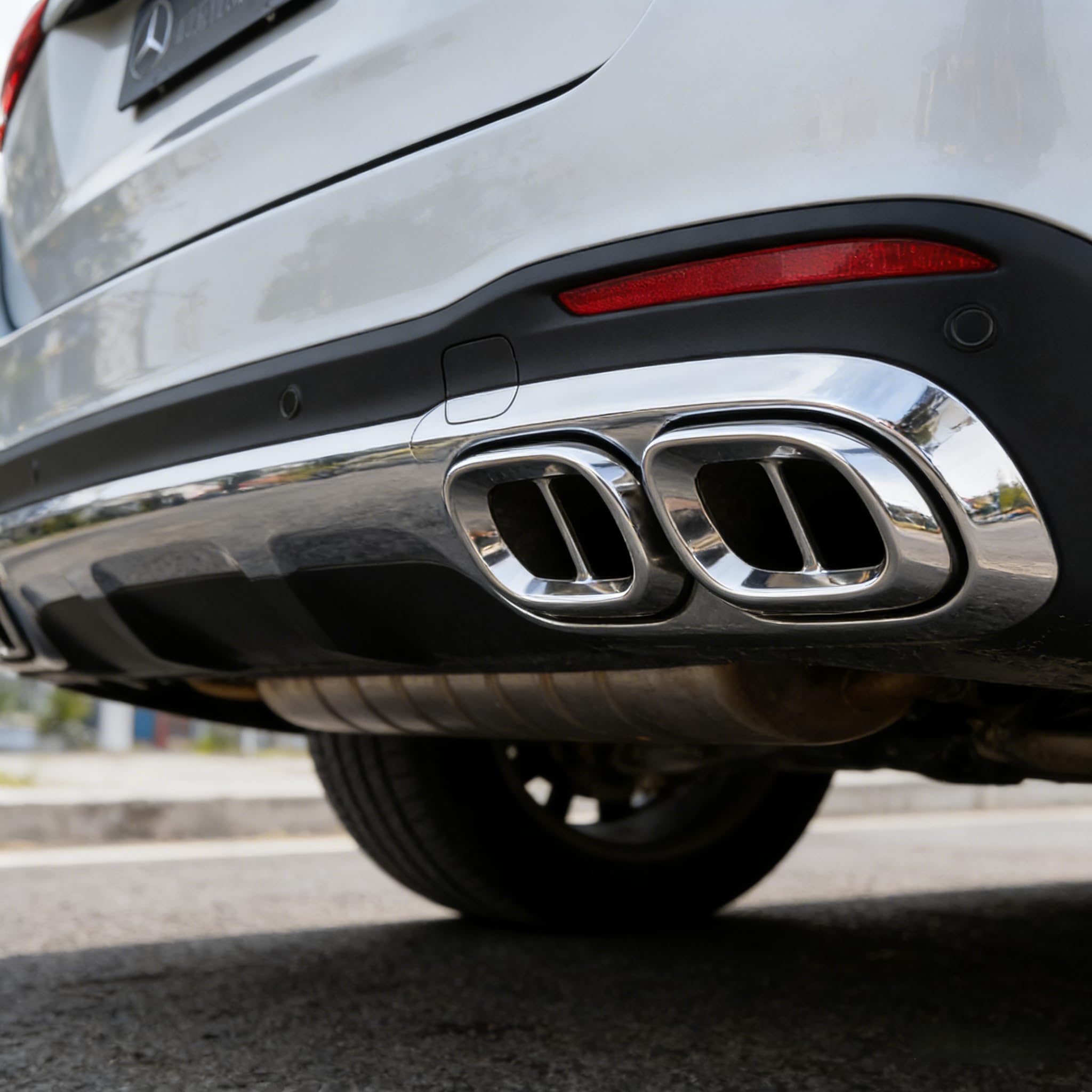 2 pezzi di copertura del tubo di scarico in acciaio, rivestimento del tubo di scarico premium, copertura del cilindro del paraurti posteriore, decorazione della copertura per Mercedes-GLC GLE GLS W167