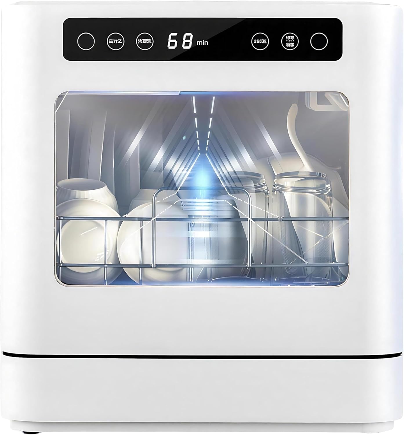 Multi-Program Countertop Dishwasher, Desktop Dishwasher, 75℃/167℉ High-Temp, High-Temp & Air-Dry Function, 360° Dual Spray, Wash 8 Bowls, Plates, for Apartments/RVs/Kitchens