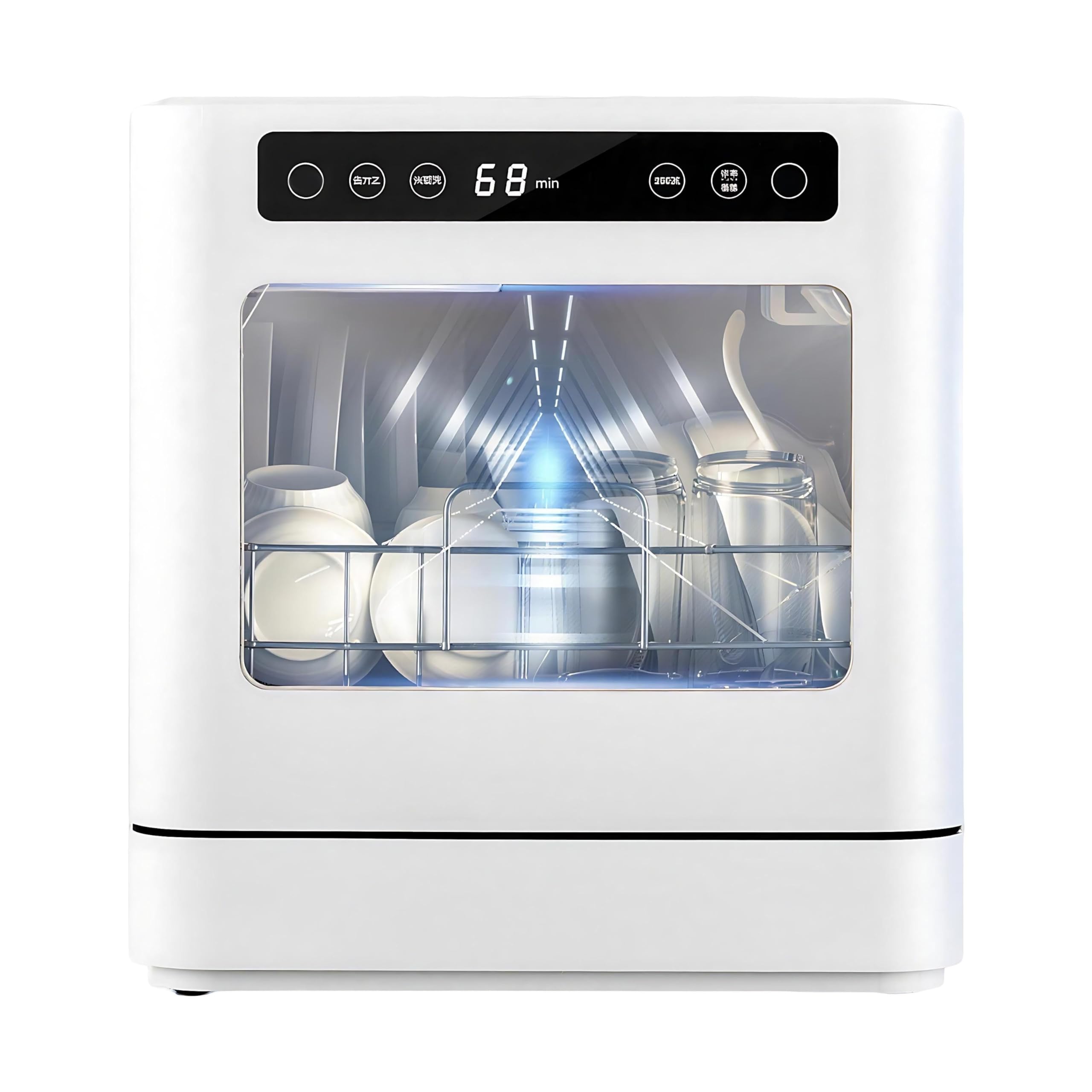 Wielofunkcyjna Zmywarka Nablatowa,Zmywarka Stołowa,Wysoka Temperatura 75c/167°F,Funkcja Suszenia Na Powietrzu,Podwójny Strumień 360°,Mycie 8 Misek I Talerzy, Do Apartamentów/Kamperów/Kuchni