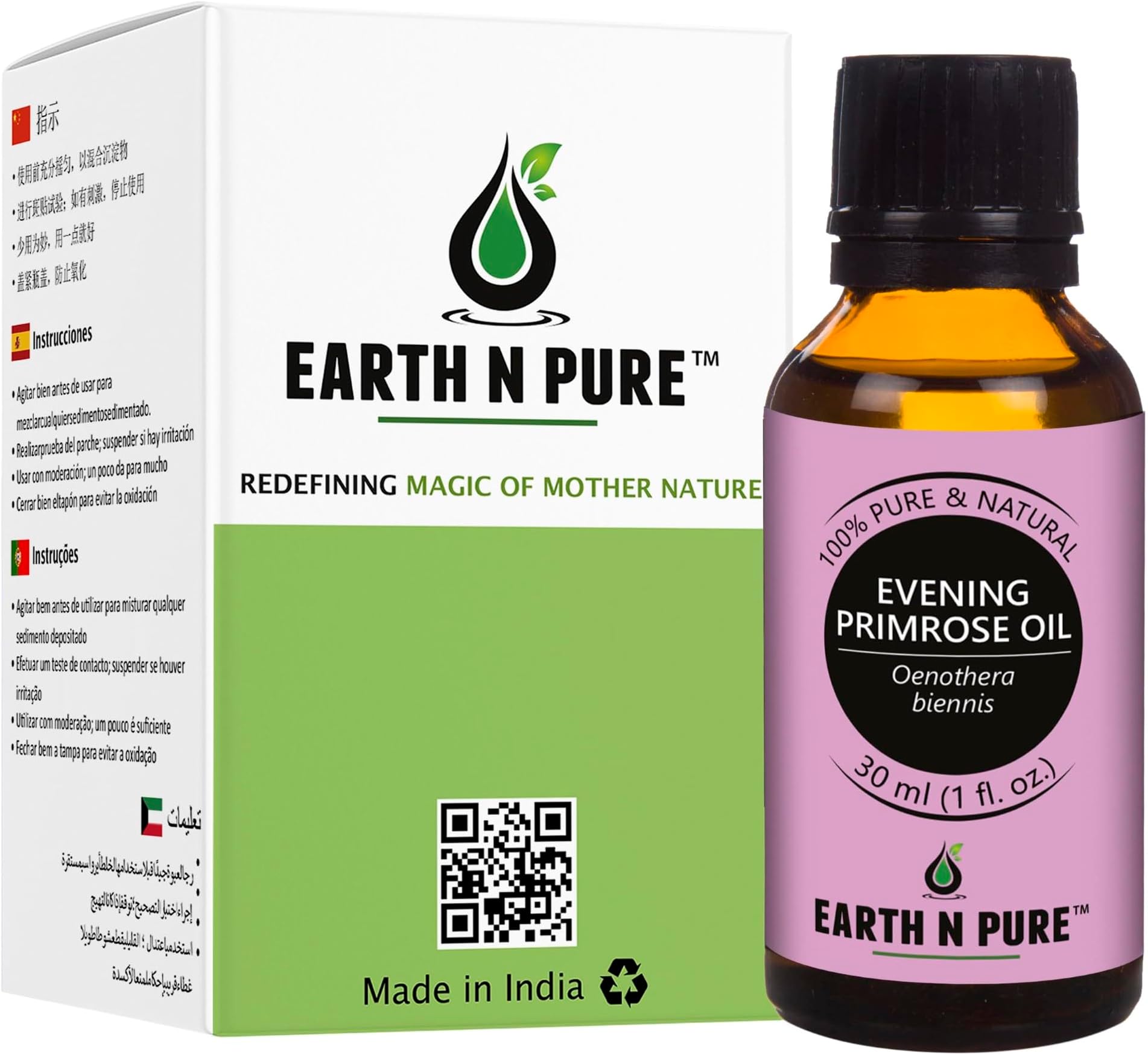 Earth N Pure Evening Primrose Oil for Skin, Hair and Nails Care | Cold Pressed | 30 ML