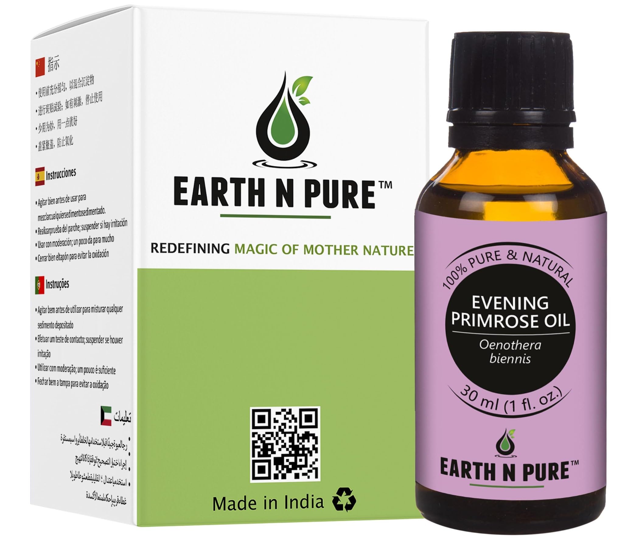 - Earth N Pure Evening Primrose Oil for Skin, Hair and Nails Care | Cold Pressed | 30 ML