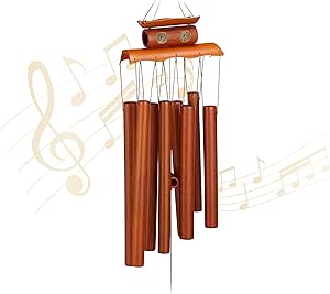 Relaxdays Windspiel Bambus, Klangspiel, Hängedeko für draußen & drinnen