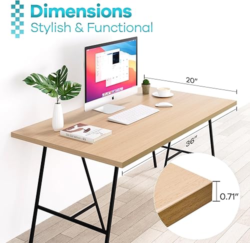 Miniatura 191 de Kaboon Mesa universal de 45.67 x 23.62 pulgadas, escritorio sólido de una pieza, encimera de melamina reversible, escritorios dobles, escritorio en