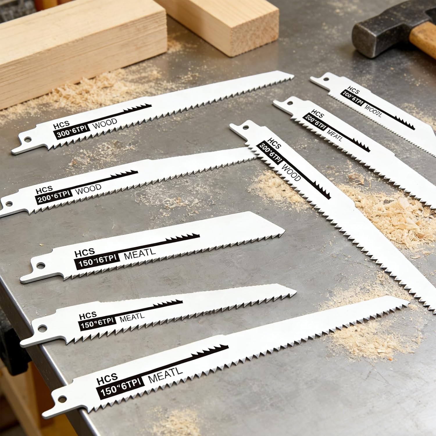 28-Piece Reciprocating Saw Blade Set, 7 Versatile Sizes for Wood & Thin Metal Cutting, HCS Replacement Blades Includes 4", 5", 8", 9", 12" (6-24 TPI), Universal Shank Compatible with Major Recip Saws