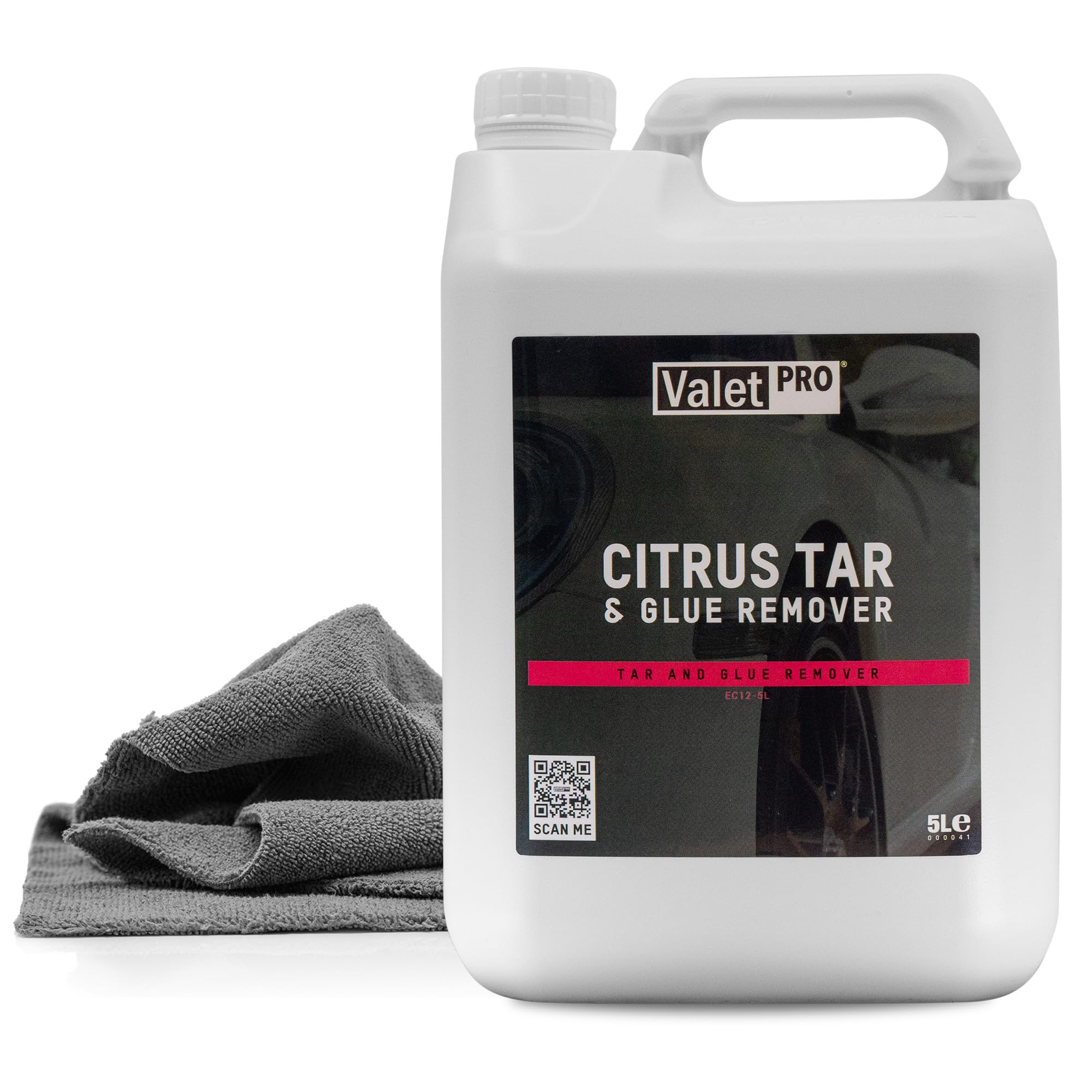 autopflege Autolack Klebstoff- & Teerentferner Set | ValetPRO Citrus Tar & Glue Remover 5l + Mikrofasertuch | Entfernt Kleberückstände Teer Baumharz von harten und lackierten Oberflächen am Auto