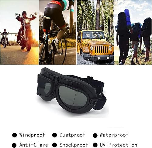 Miniatura 9 de evomosa - Lentes estilo goggles de piloto para moto y motoneta, accesorio de protección para conductores, M, Negro