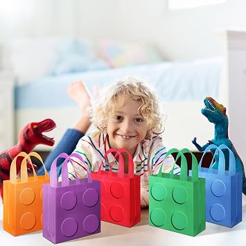 Sweetude 40 Pcs Building Blocks Brick Gift Party Favor Bags with Handle
