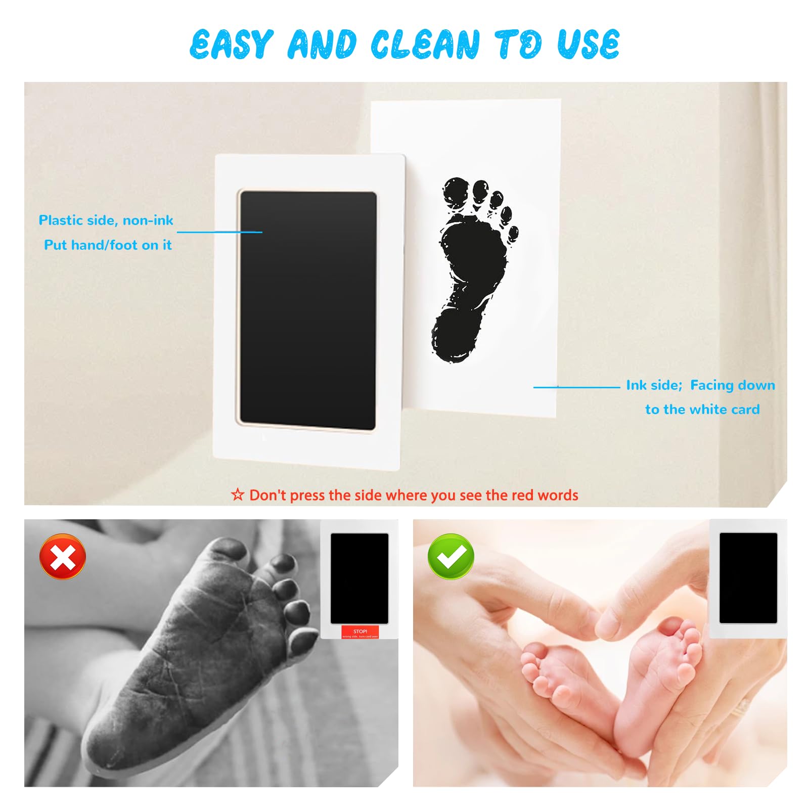 Baby Handprint and Footprint Photo Frame Kit for Newborn Girls and Boys Memorable Keepsake with Clean-Touch Ink Pad Baby Shower Unique Gift - Image 3