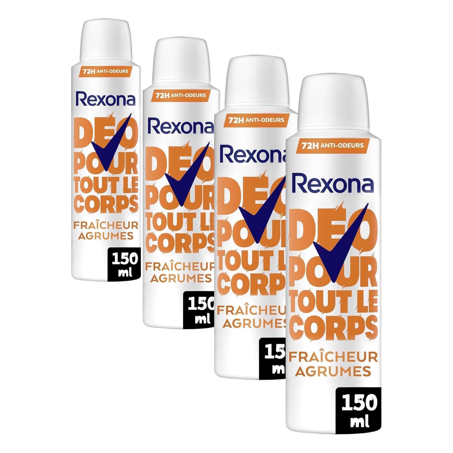 Rexona - Deodorante per tutto il corpo - Spray - 72 ore di protezione - Freschezza agrume - 150 ml (Confezione da 4)