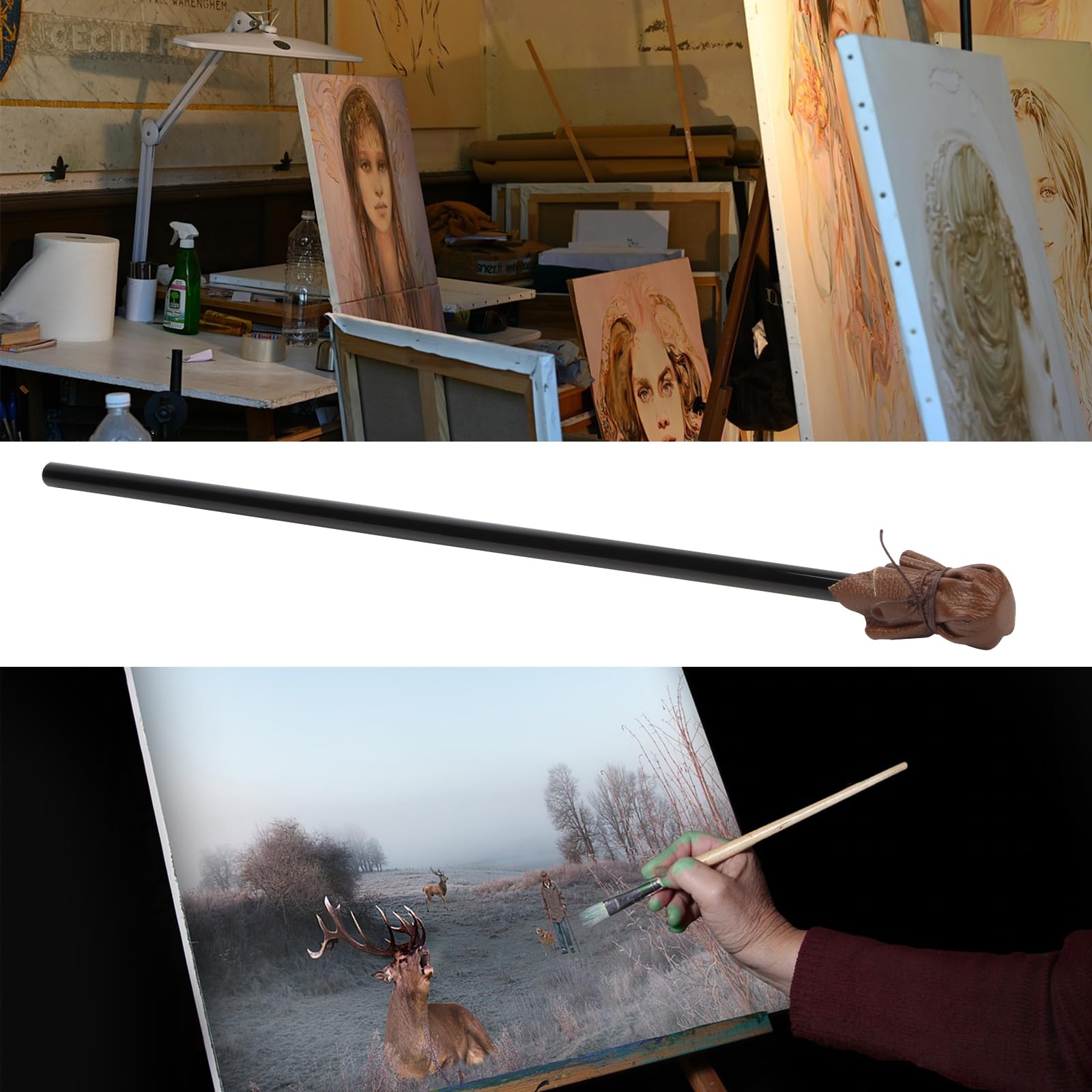 Abnehmbarer Mahl-Stick, 82,7 cm, zum Stehen von Malerhand | Falling in Art Mahl Stick Acrylstab mit Kunstleder, Künstler-Malerei, Handauflage, Werkzeug für Malerei, Skizzierzubehör