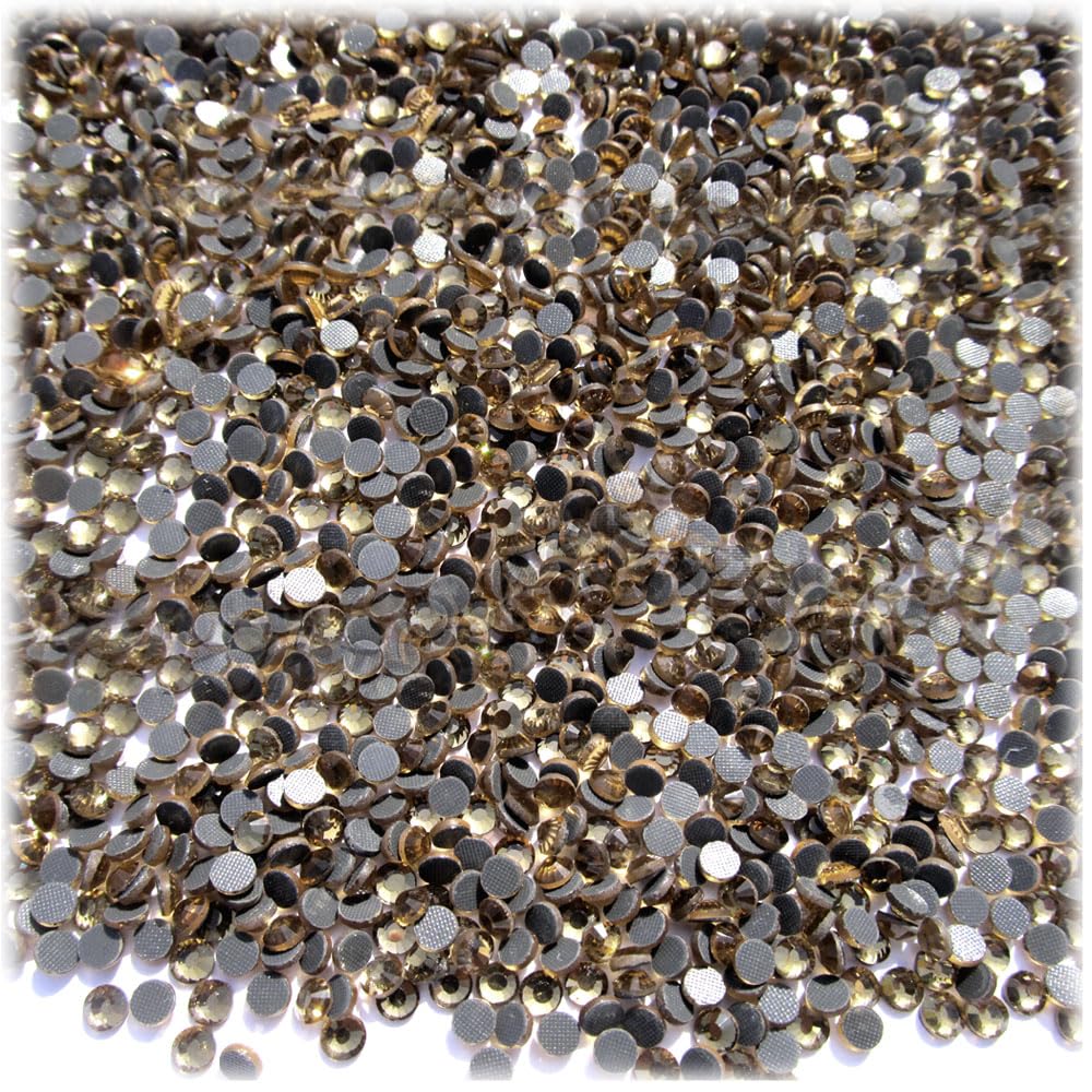 The Crafts Outlet 720-pc Iron On Heat induced Glue, Glass Rhinestones, 2mm (6ss) XX-Small - Champagne (Light Topaz)