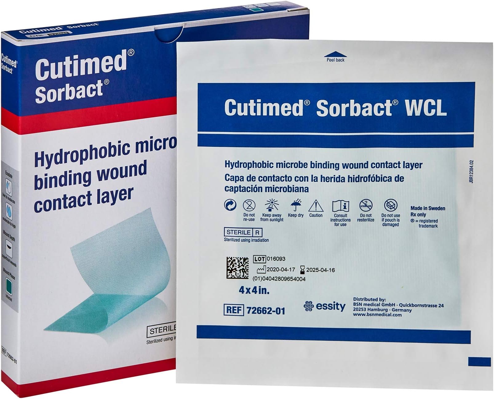 WCL (Wound Contact Layer) Dressing 4 x 4 (Box of 10), BSN # 7266201 by Cutimed Sorbact