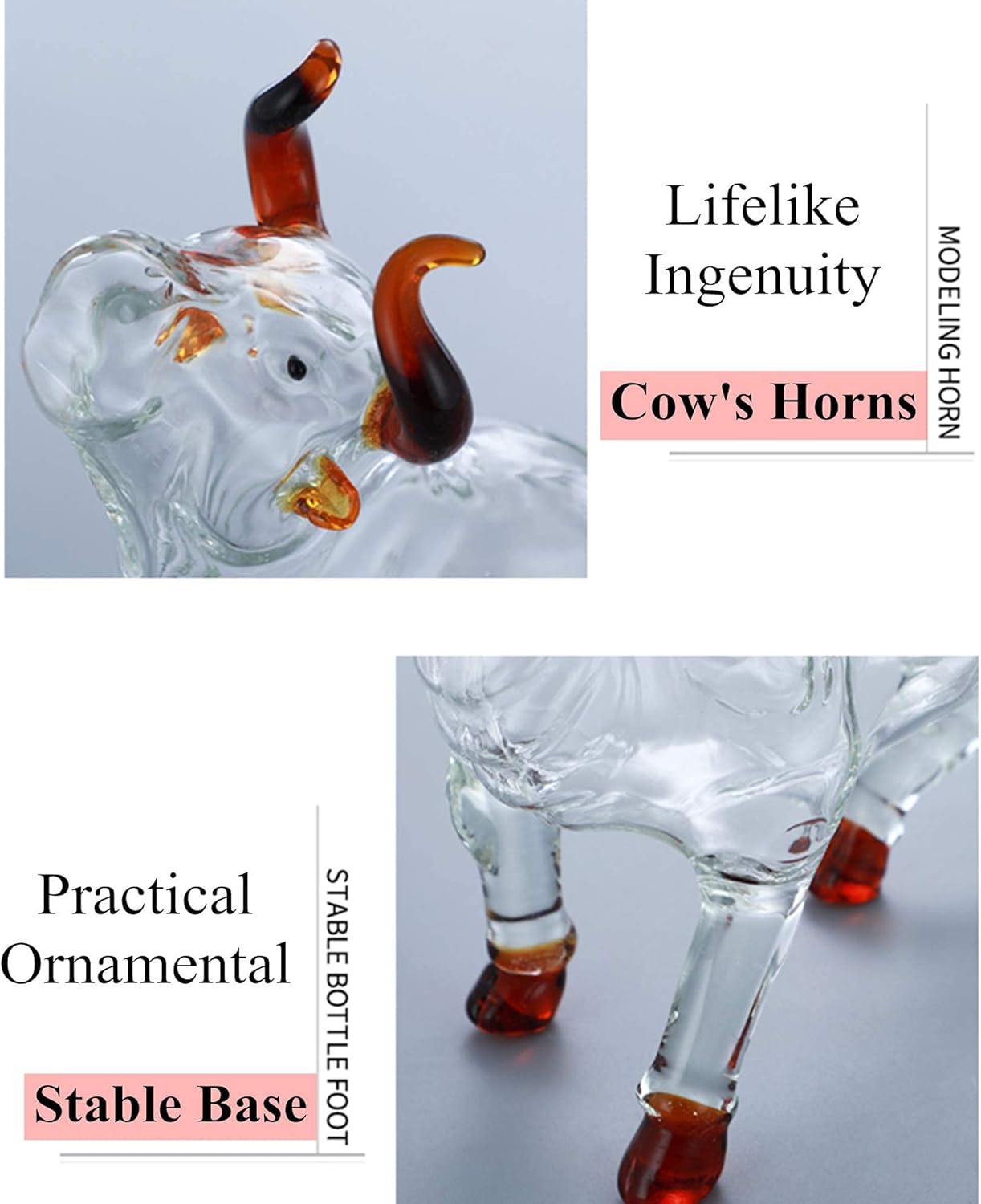 Animal Whiskey Decanter, Chinese Zodiac Lucky Happy New Year Gift - Bull Home Office Decor 1000ML Bull-Shaped Decanter