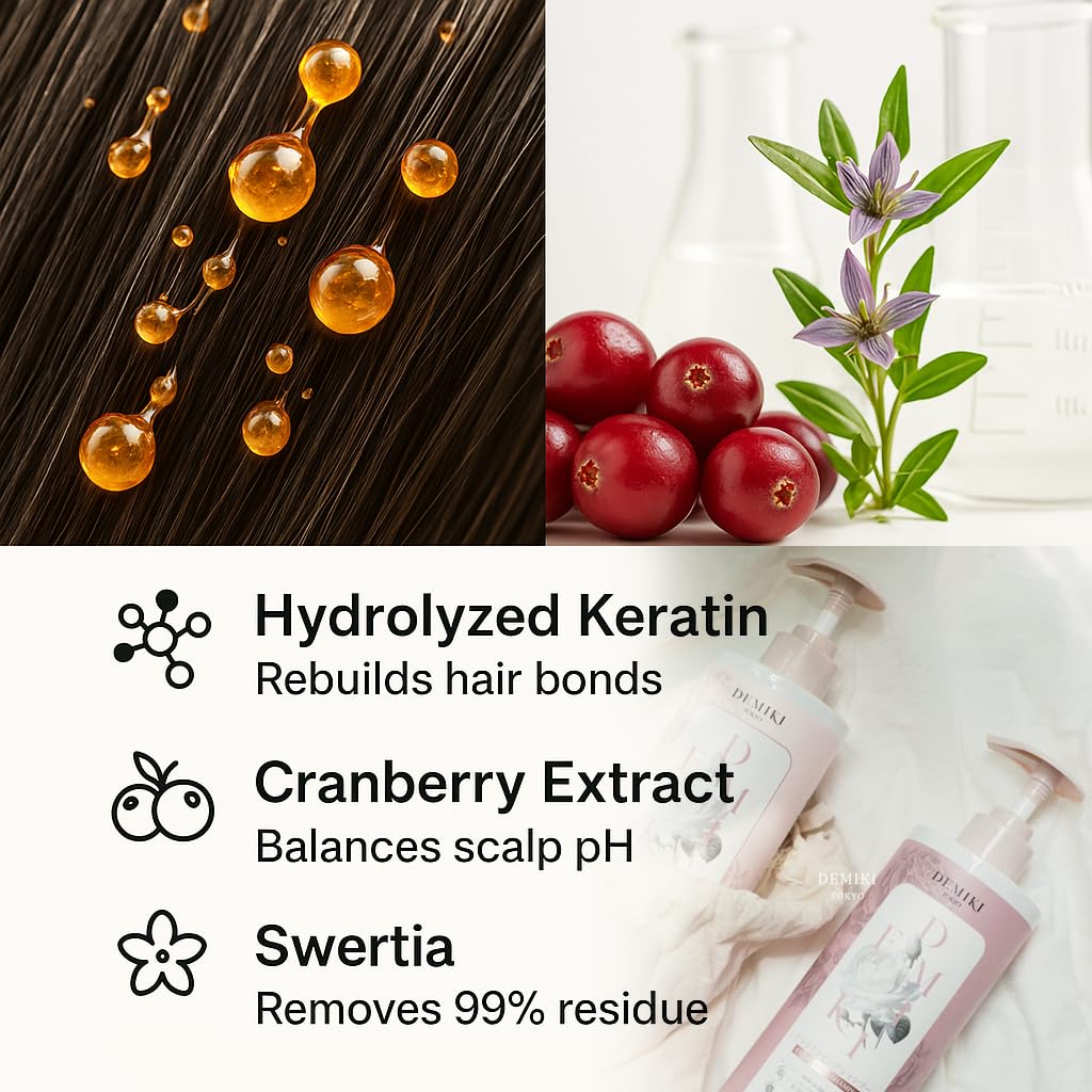 DEMIKI Japanese Shampoo and Conditioner Set for Women,Sulfate Free Shampoo for Oily Hair,Paraben Free, Sulfate Free, Rose Scent,Clarifying Shampoo Moisturizing and Volumizing Natural Hair Care,32oz - Image 3