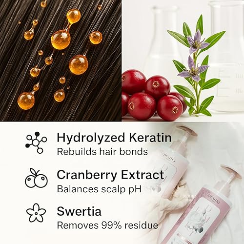 Miniatura 3 de DEMIKI Juego de champú y acondicionador japonés para mujer, champú sin sulfato para cabello graso, sin parabenos, sin sulfato, aroma a rosa, champú